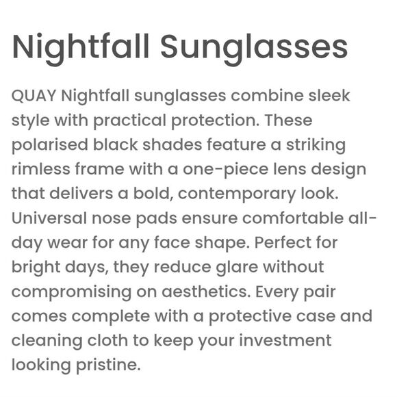 Quay Australia Nightfall Shield Shape Sunglasses